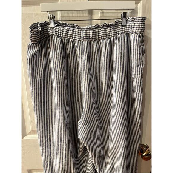 Lane Bryant White & Blue Stripe Linen Blend Elastic Waist Beach Pants sz 16 S NW - Picture 8 of 8